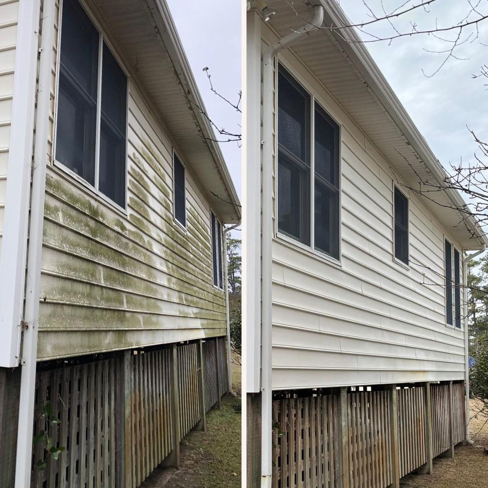 A before and after picture of a house that has been cleaned.