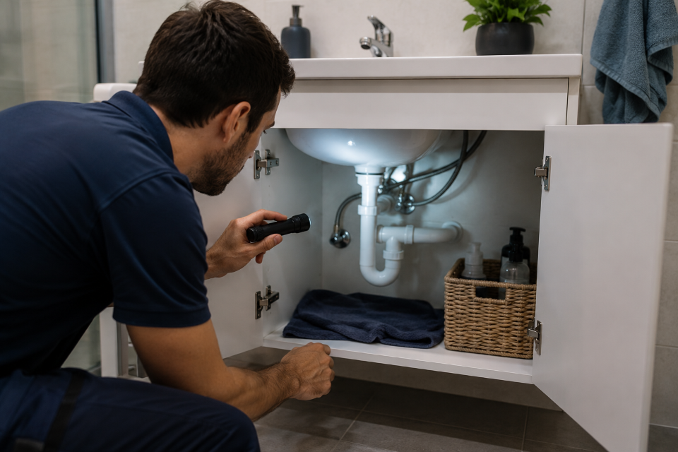 leak under sink inspection