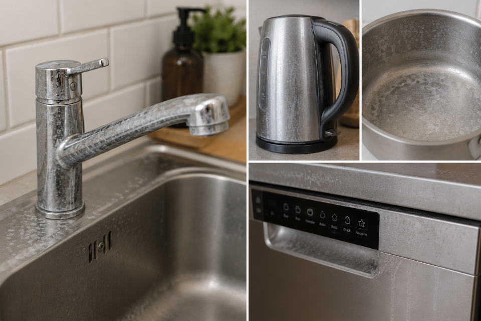 limescale marks Adelaide kitchen sink, kettle, dishwasher