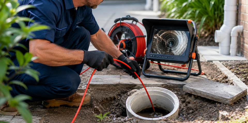 plumber inspecting stormwater drain prior to no dig pipe relining adelaide