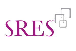 SRES logo in magenta with overlapping gray squares