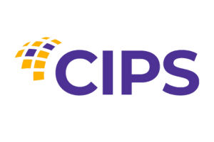 CIPS logo in purple with yellow mosaic swoosh on white background