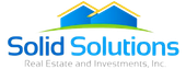 Solid Solutions logo with blue text, yellow rooftops, and gray “Real Estate & Investments” tagline