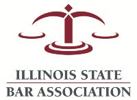 Illinois State Bar Association logo with a scale symbol in dark red.