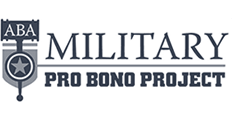 ABA Military Pro Bono Project logo with a star, shield, and text.