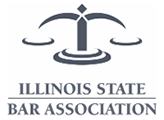 Illinois State Bar Association logo with scales of justice.
