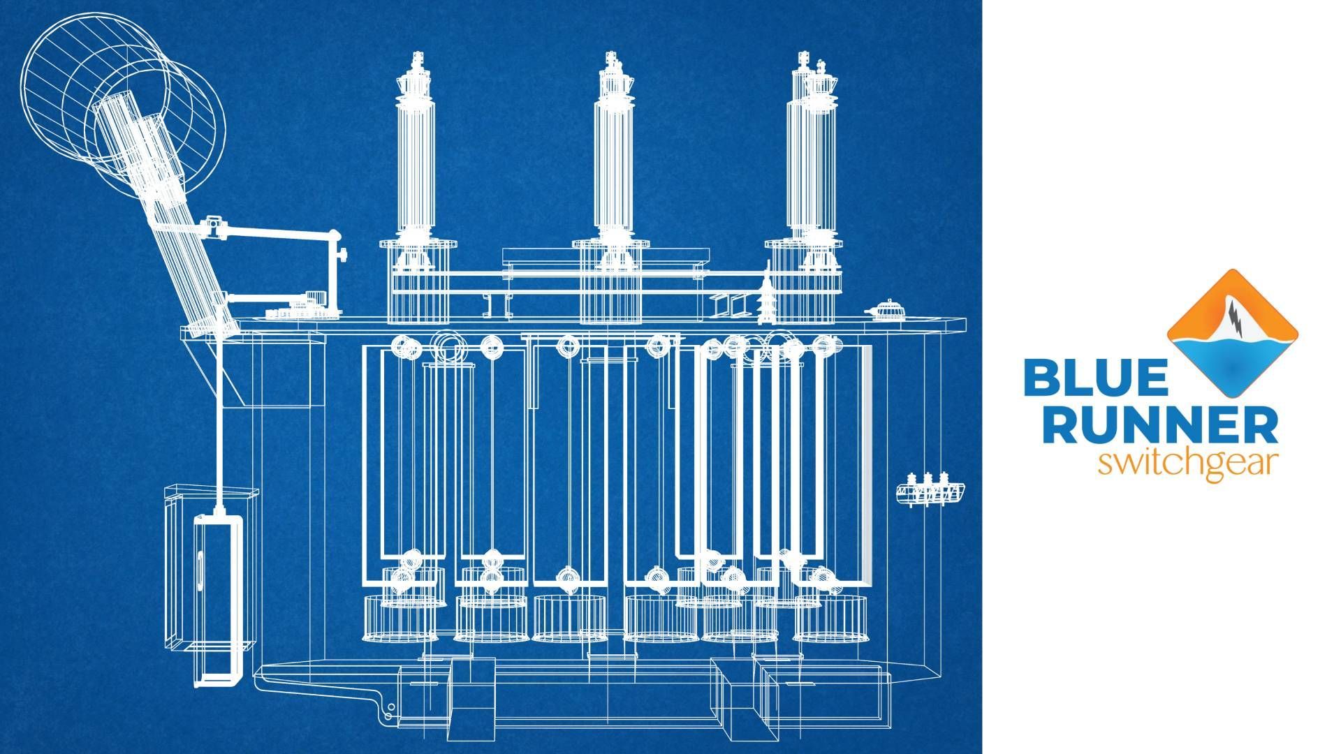 A blueprint of an industrial transformer at Blue Runner Switchgear near Cave City KY
