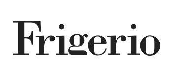 Een zwart-wit logo voor frigerio op een witte achtergrond.