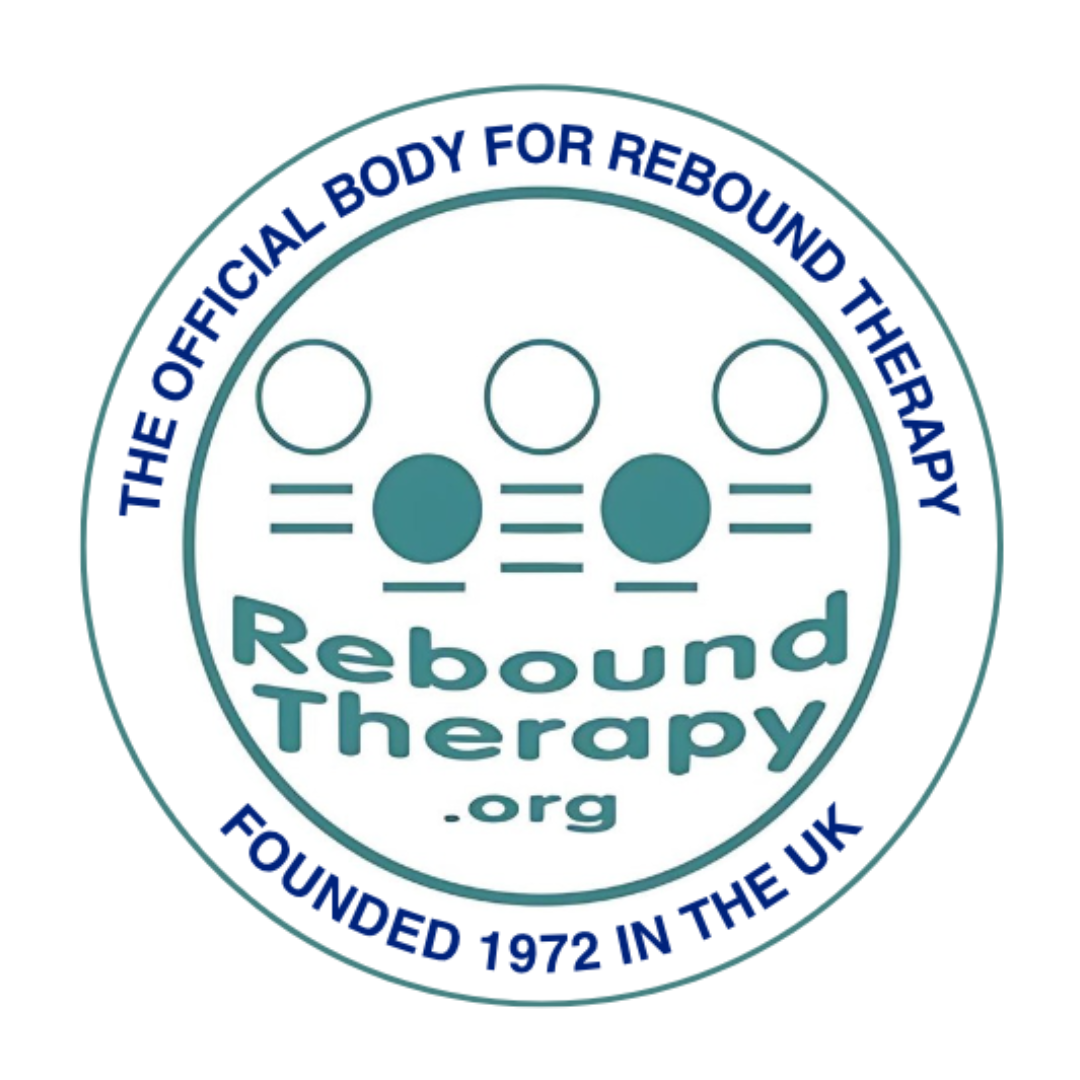 Circular logo for Rebound Therapy.org, featuring the text 