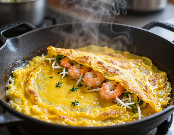 Bánh Xèo — crispy sizzling Vietnamese crepe