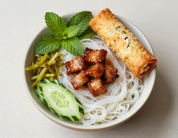 Bún Thịt Nướng — char-grilled pork vermicelli bowl