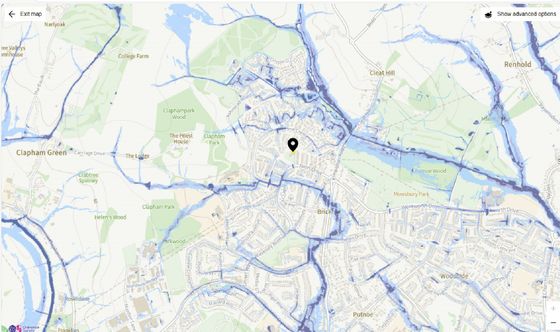 Brickhill Flood Risk Map