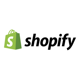 Shopify logo featuring a green shopping bag icon with a white letter