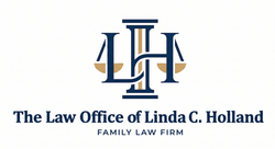 Logo for The Law Office of Linda C. Holland, a family law firm, in navy and gold