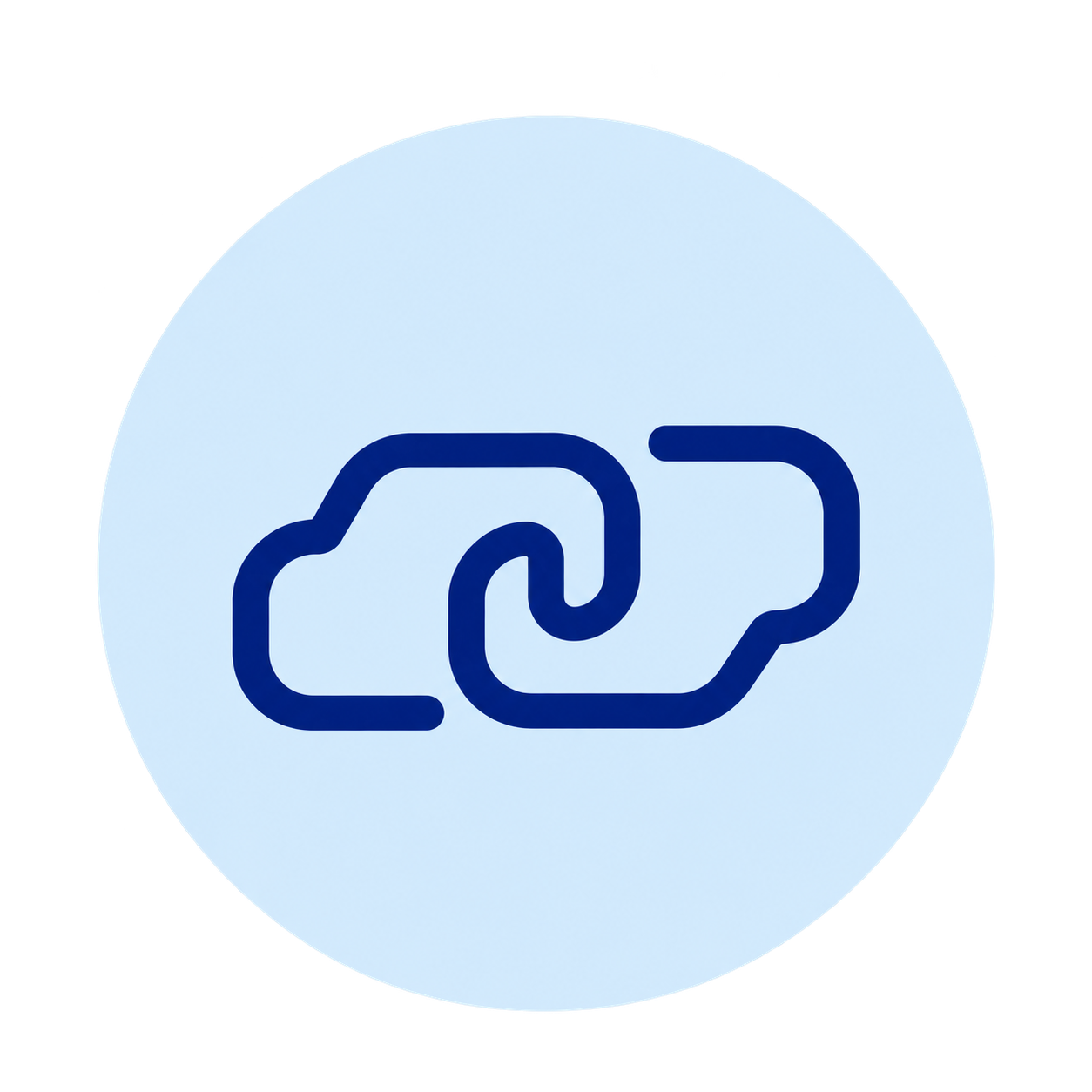 Blue chain link icon inside a light blue circle