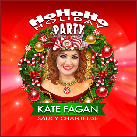 A woman is wearing a christmas wreath on her head.