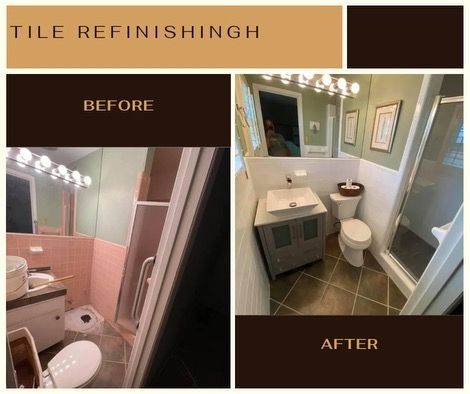 These Images Are From A Low Budget Bathroom Remodel Using A Combination Of Our Tile Restoration and Tile Reglazing Services.