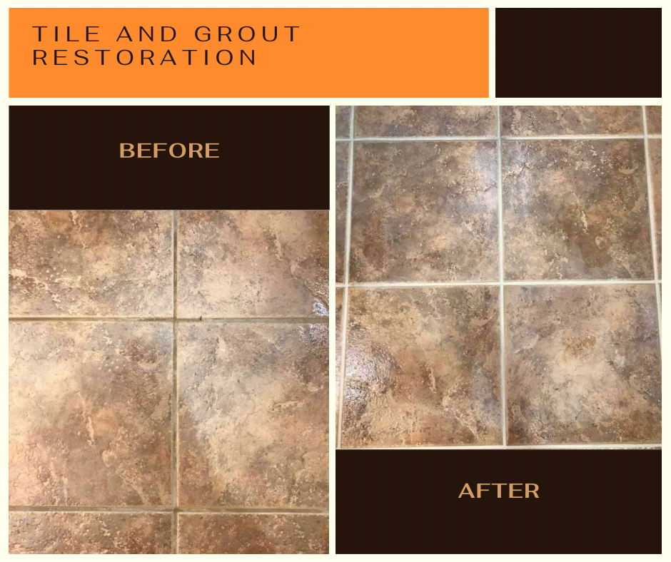 This is a before and after picture of tile and grout that was cleaned and grout color sealed.  