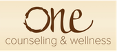 Logo for One Counseling & Wellness in brown and tan text