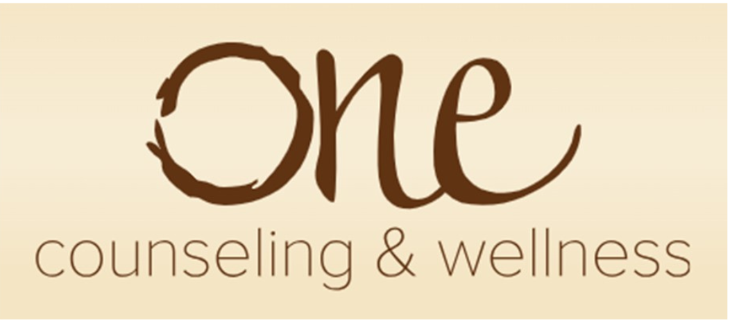 Logo for One Counseling & Wellness in brown and tan text