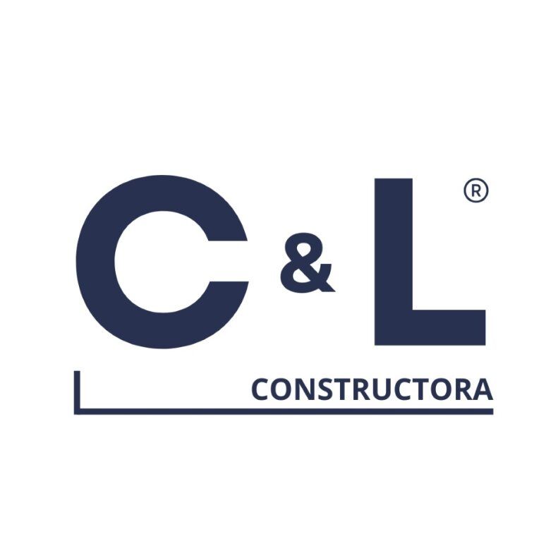 Logotipo de C&L Constructora, letras azul oscuro 