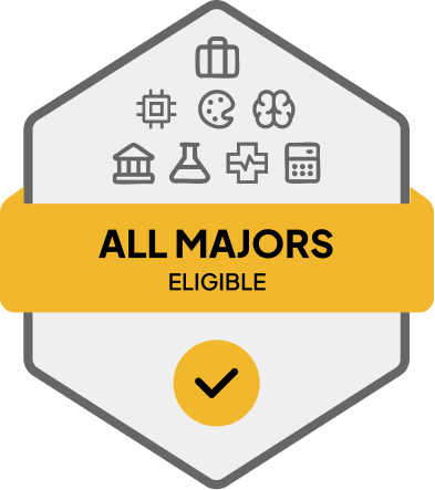 Badge with All Majors Eligible text 