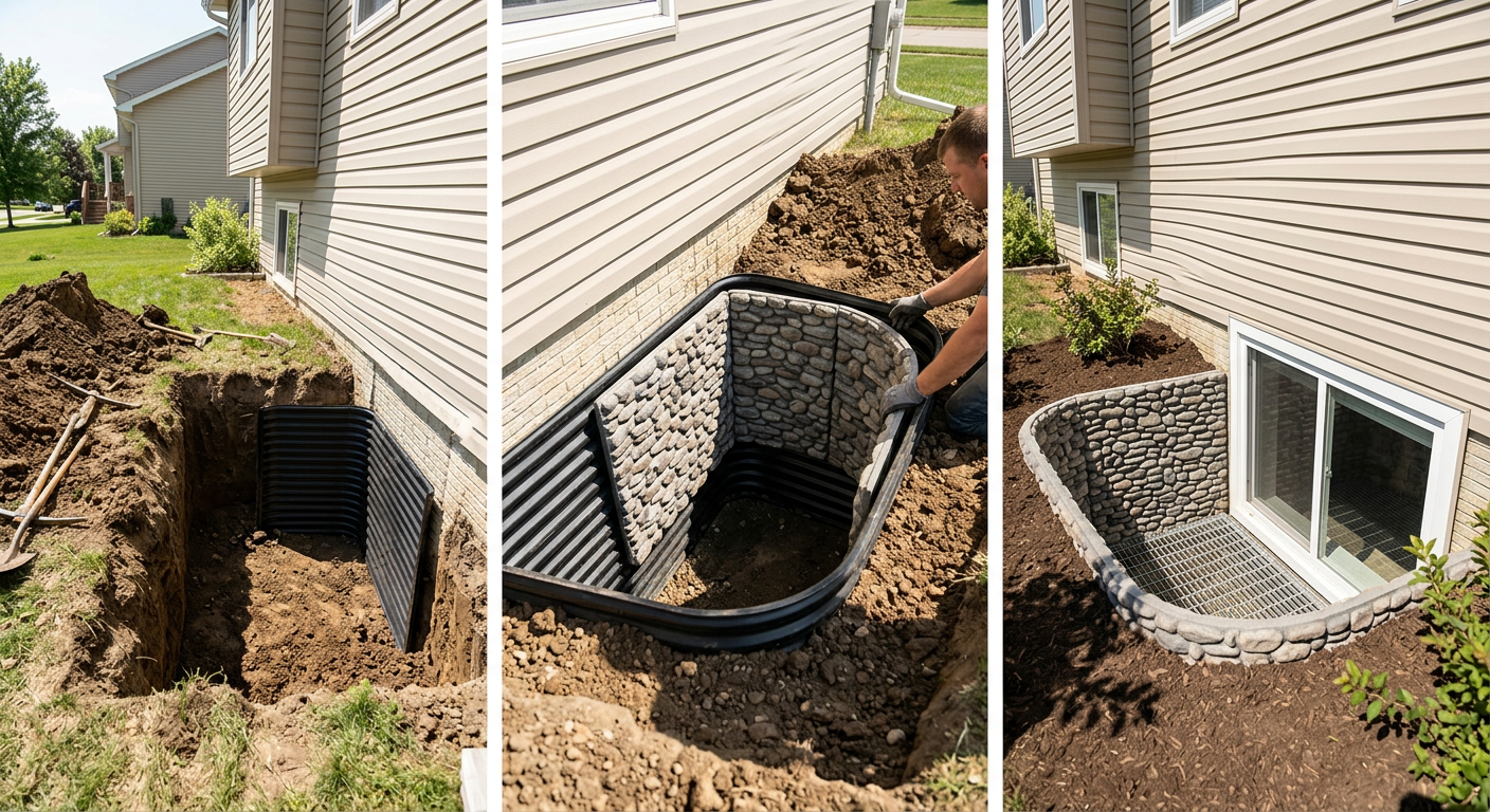Egress Window Well Installation in the Montana Summer