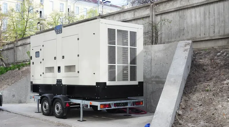 A White, Industrial Mobile Generator on a Trailer — CH Electrics in Emerald, QLD