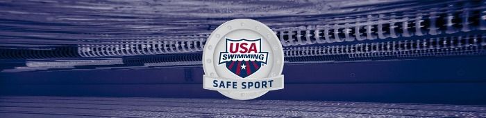 USA Safe Sport logo centered on a blue background with motion streaks