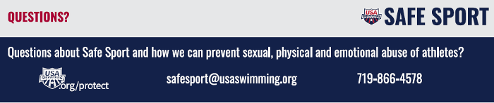 Safe Sport banner with contact information about preventing sexual, physical and emotional abuse in athletics.