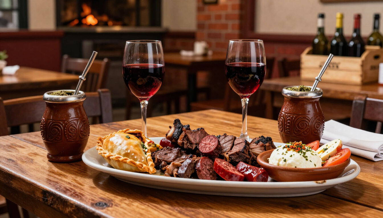 Platos y bebidas tradicionales argentinas servidos en Buenos Aires Argentina