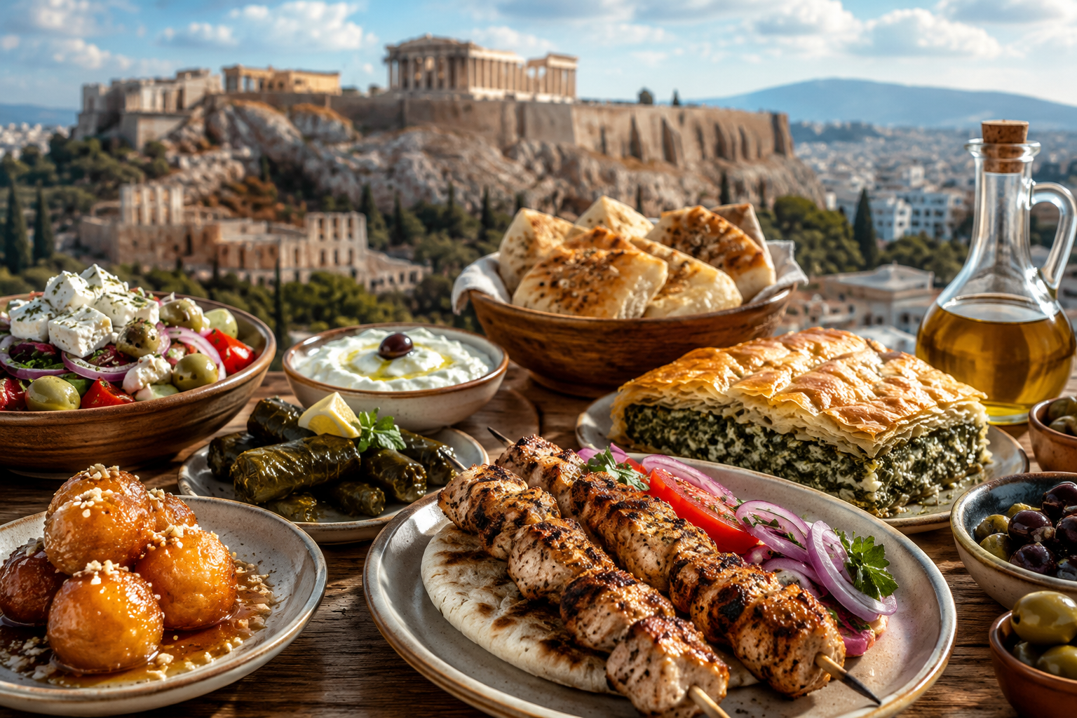 Traditionelle griechische Gerichte in Athen, die die Aromen und das kulinarische Erbe Griechenlands 