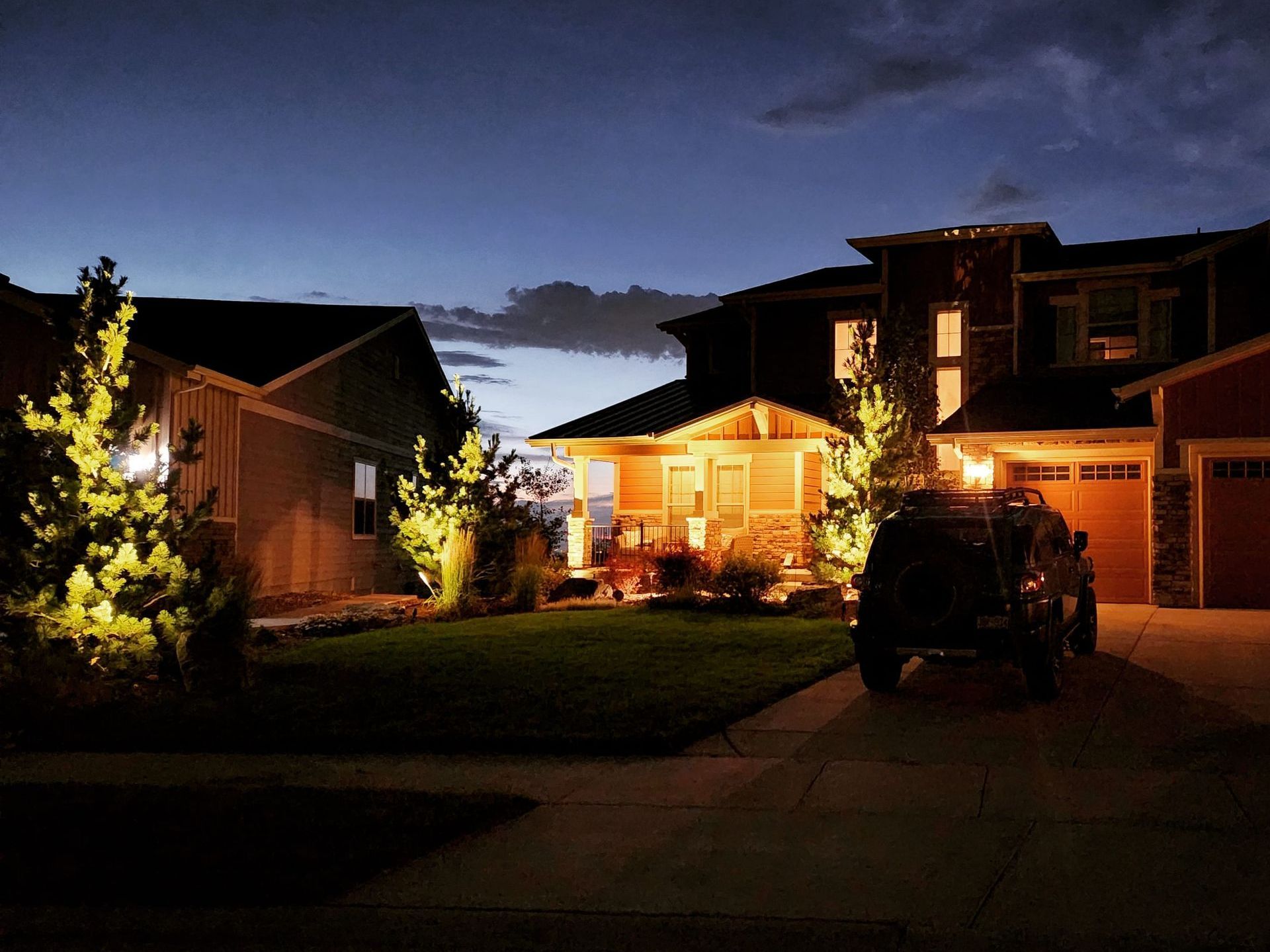 Professional accent lighting on house