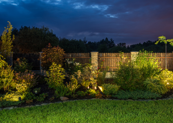 Accent lighting in planter bed
