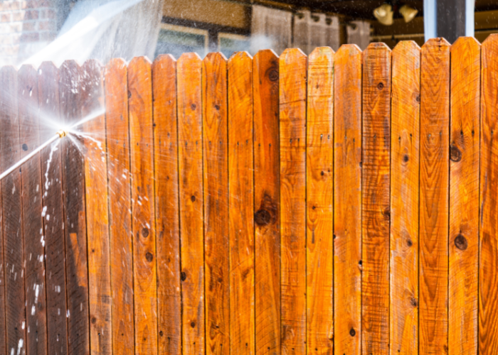 Pressure washing a fence