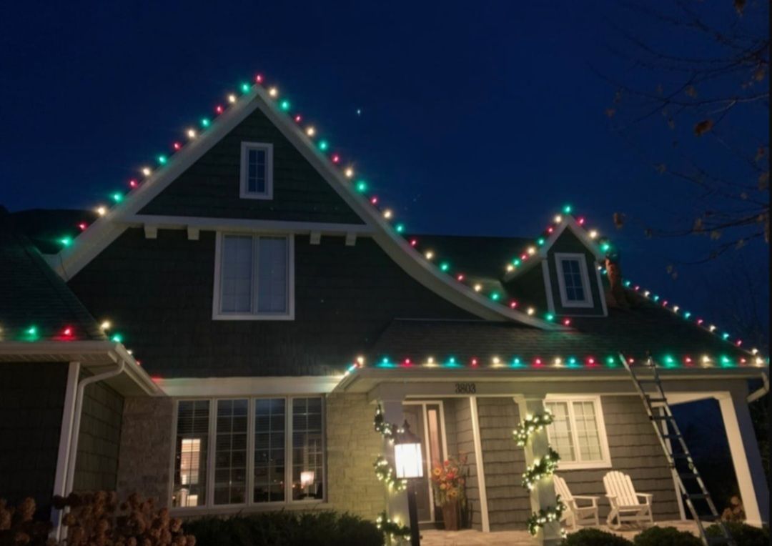 Professional Christmas lighting on house