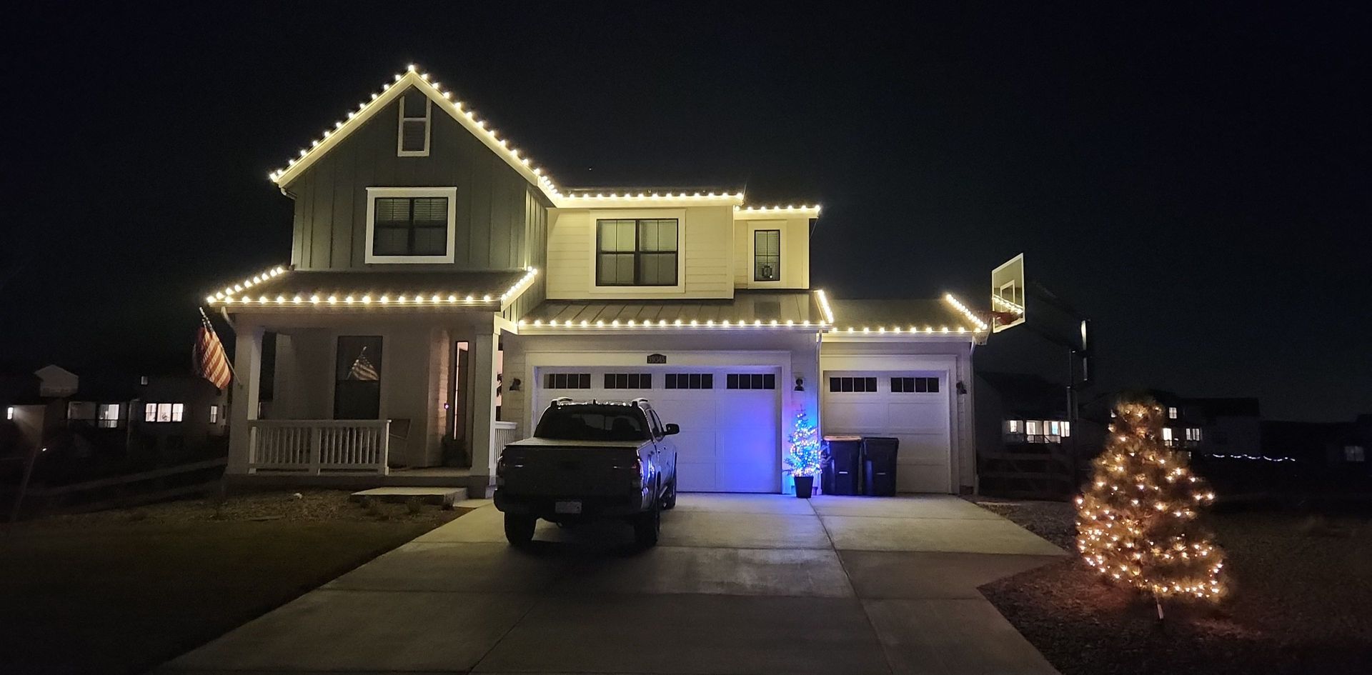 Professional Christmas lighting on home