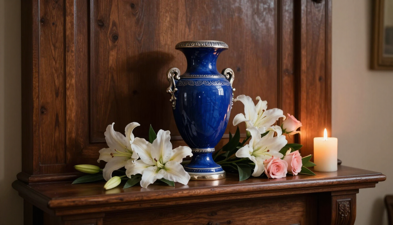 Memorial Urn and Candlelight