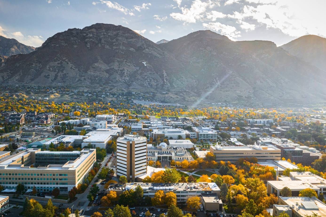 Aerial view of Brigham Young University campus in Provo, Utah