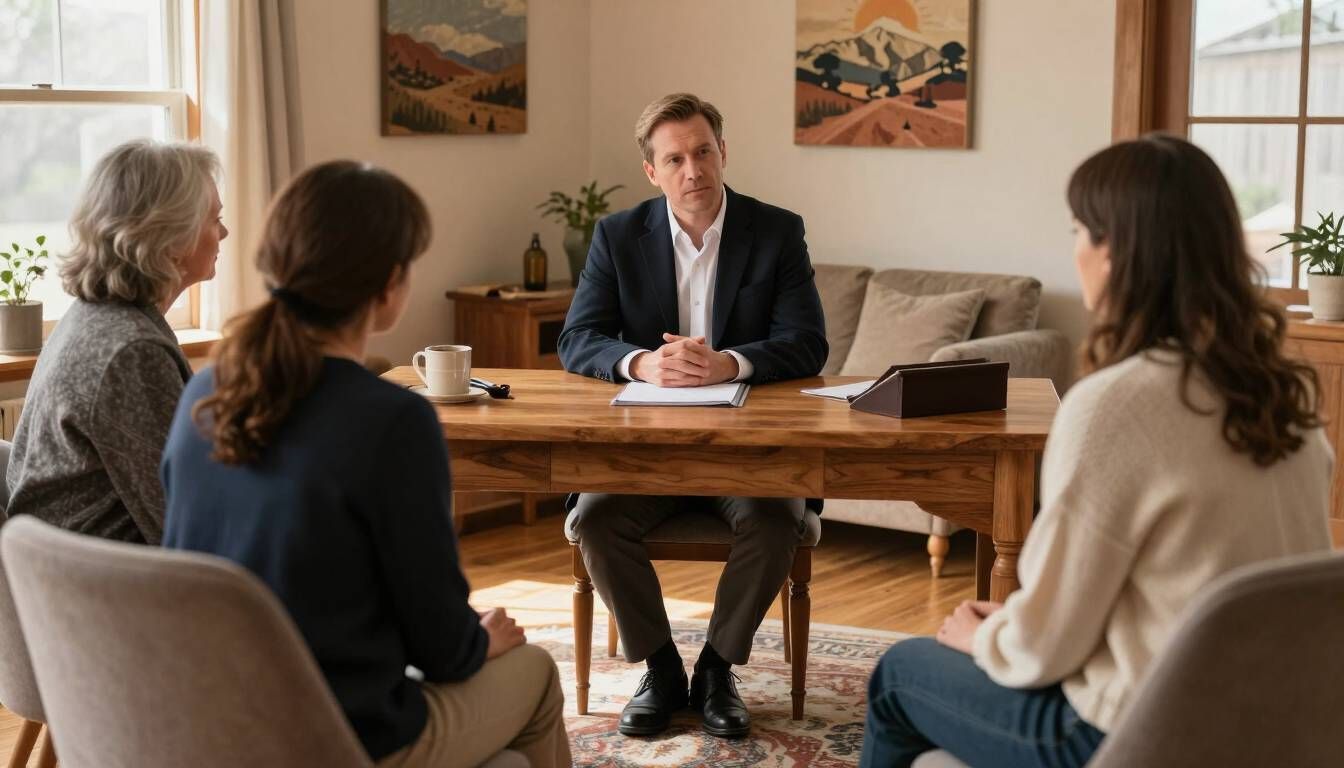 Funeral director in a planning meeting with a family
