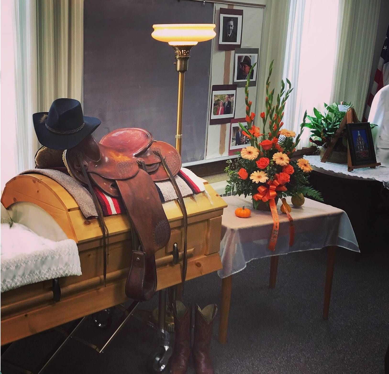 Family gathered at home discussing funeral and viewing arrangements
