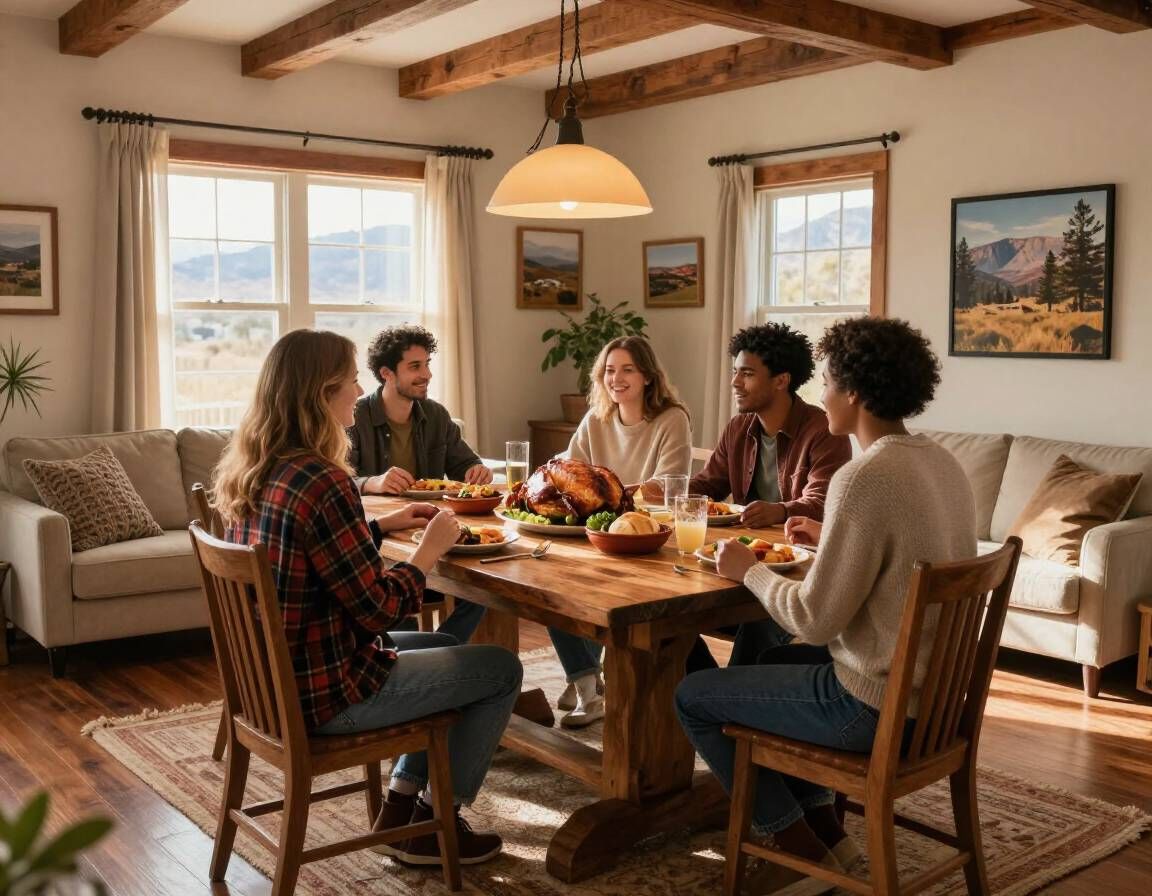 Family sitting together at a kitchen table offering support after a loss