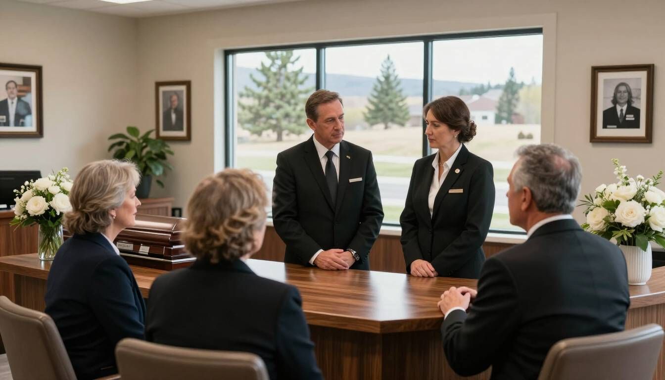 Funeral consultation with a family around a conference table