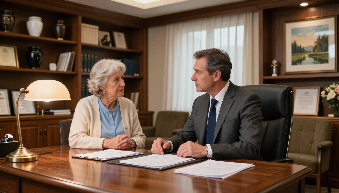 Funeral director meeting with a family to discuss Medicaid spend down funeral planning