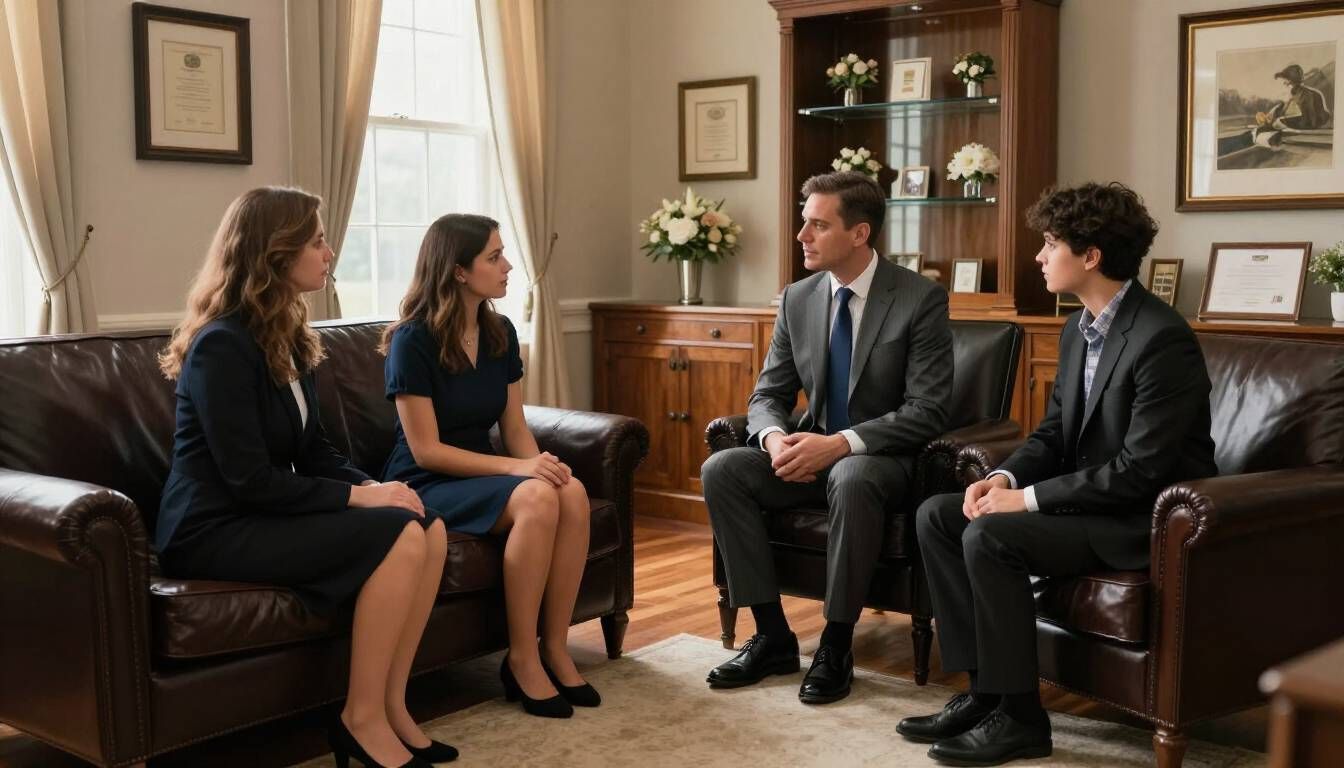 Funeral director consulting with a family in Utah County