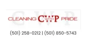 Cleaning With Pride logo with phone numbers (501) 258-0212 and (501) 850-5743