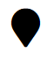 Black map pin icon on a white background