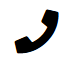 Black curved phone handset icon on white background