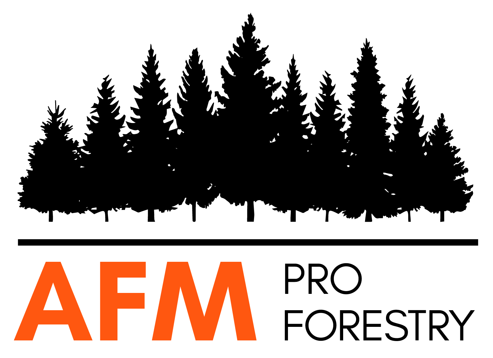 A logo for a company called afm pro forestry