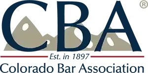 Colorado Bar Association logo with navy “CBA” and tan arch design, “Est. in 1897” above name text